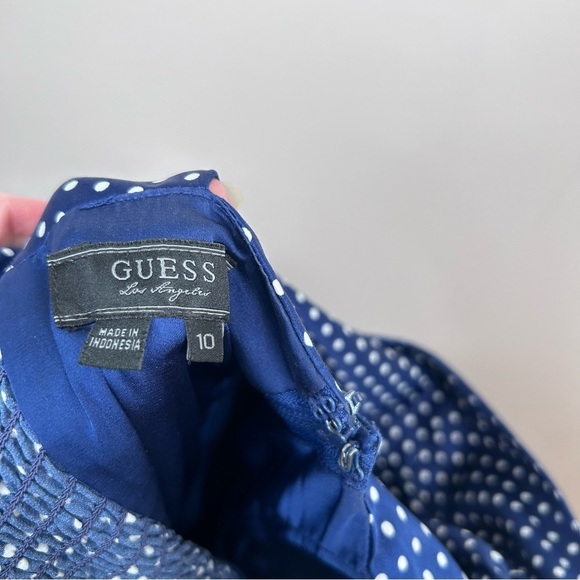 Guess LA Retro Style Polka Dot Wiggle Dress Sweetheart Neckline Blue Size 10 - Picture 12 of 14